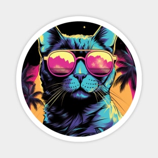 Retro Wave Egyptian Mau Cat Shirt Magnet